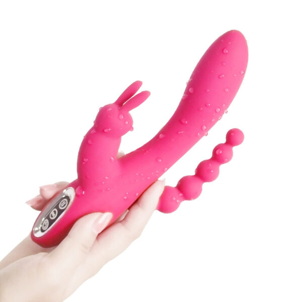 Vibrador Rabbit 3 em 1 Estimulador do Clitóris Ponto G e Plug Anal