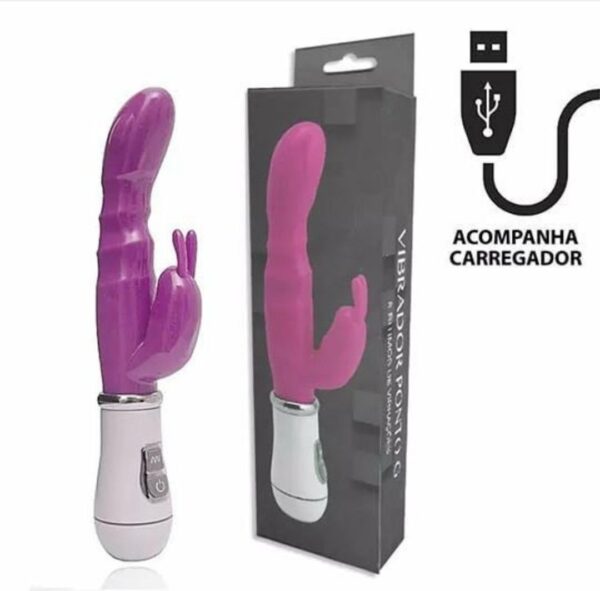 Vibrador Silicone Rabbit Ponto G 8 Vibrações USB