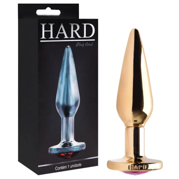 Plug Anal Metal Slim Com Pedra Colorida Hard