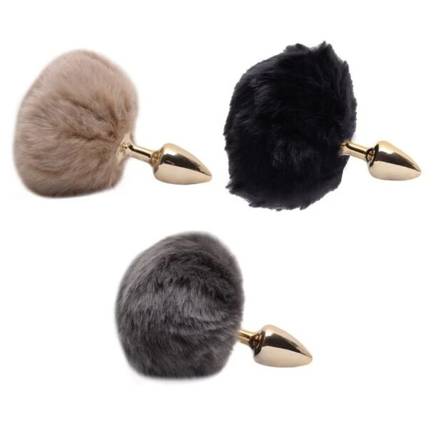 Plug Anal Metal Cor Dourado Com Pompom Hard