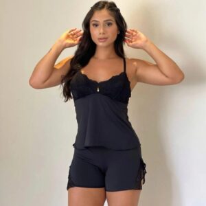 Pijama Feminino Adulto Melinda Detalhes Em Renda Patitex 897