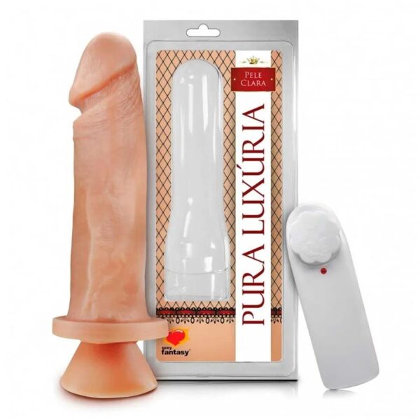 Prótese Pura Luxúria com Vibro e Ventosa 17,5 x 4cm Sexy Fantasy