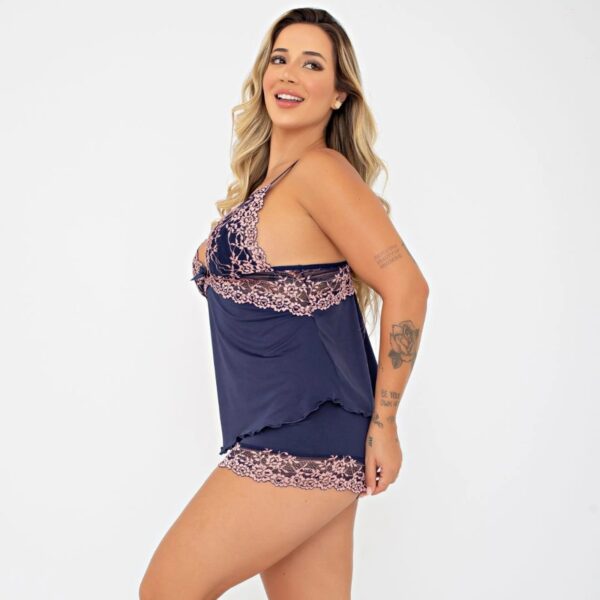 Baby Doll Bicolor Izabella Com Renda Patitex 874 - Imagem 9