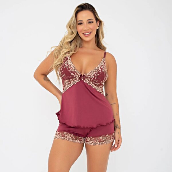 Baby Doll Bicolor Izabella Com Renda Patitex 874 - Imagem 7