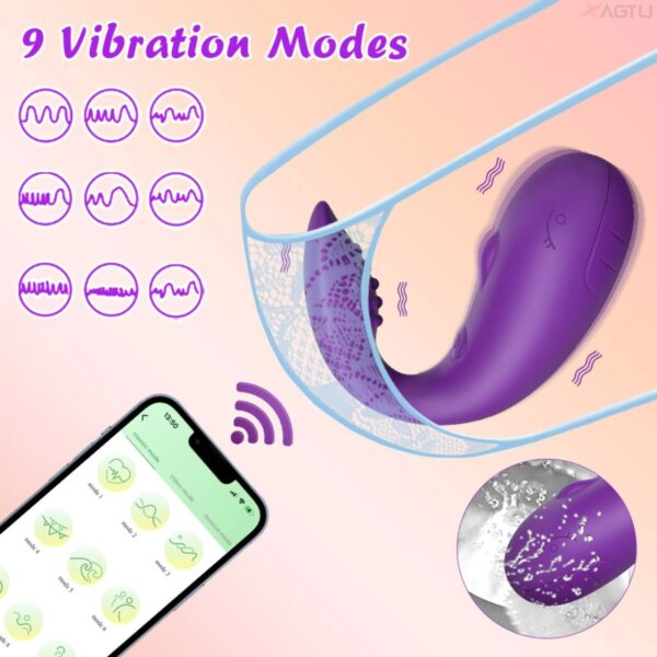 Vibrador Whale 10 Modos De Vibração Com Aplicativo De Longa Distância - Imagem 9