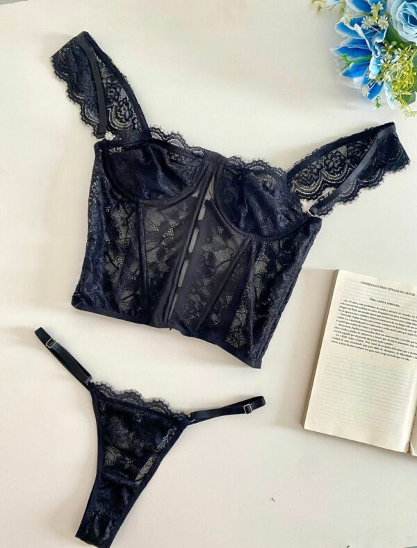 Conjunto Corset Flora Em Renda - Imagem 20