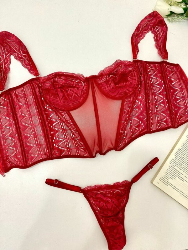 Conjunto Corset Flora Em Renda - Imagem 15