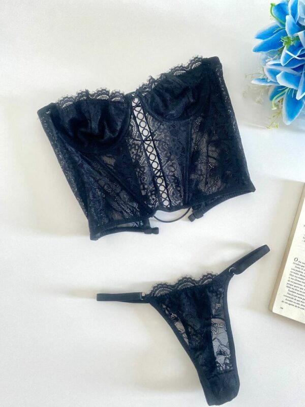Conjunto Corset Mencía Em Renda - Imagem 2