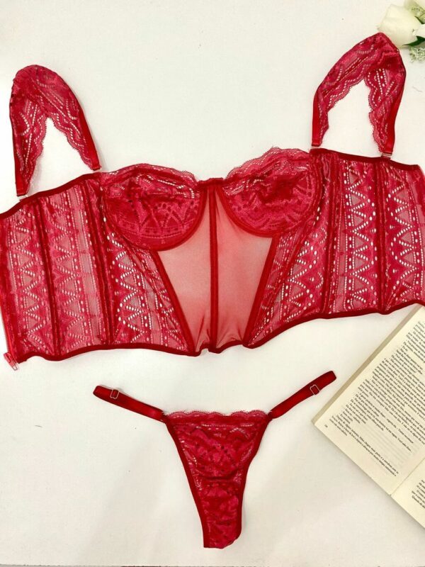 Conjunto Corset Flora Em Renda - Imagem 9