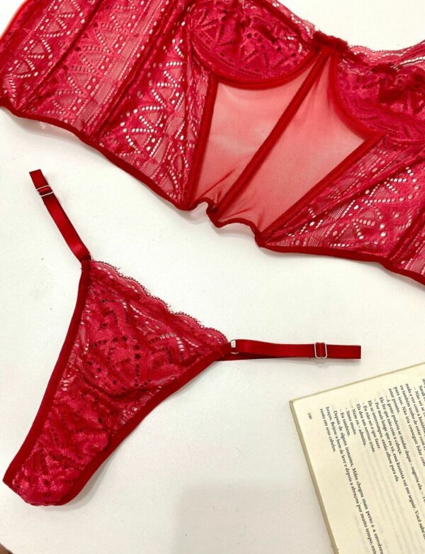 Conjunto Corset Flora Em Renda - Imagem 10