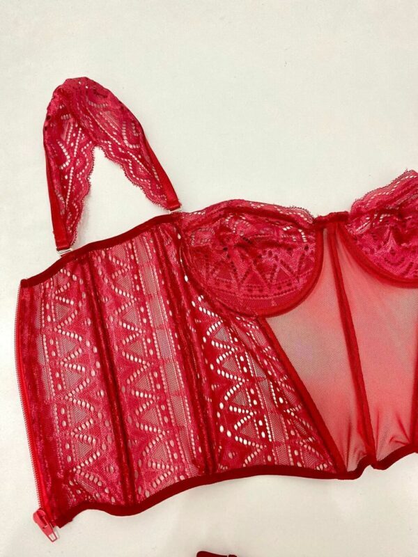 Conjunto Corset Flora Em Renda - Imagem 12