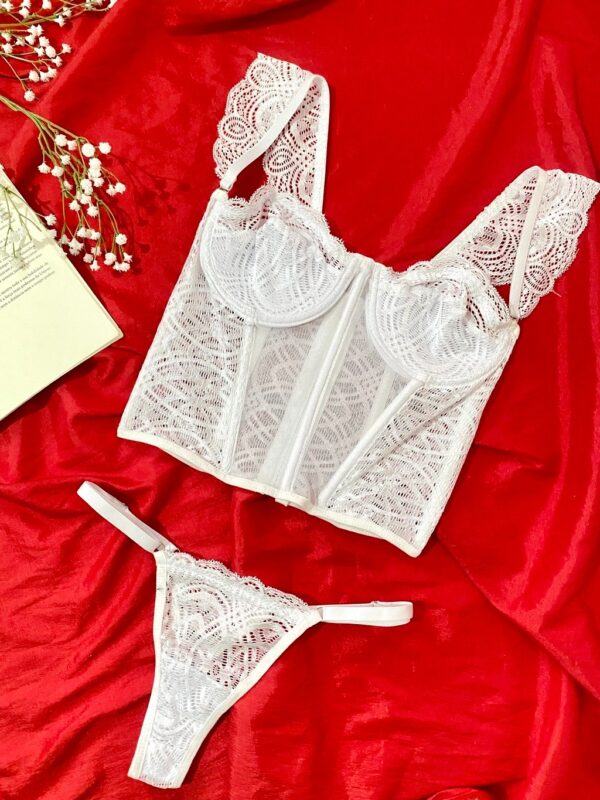Conjunto Corset Flora Em Renda - Imagem 3