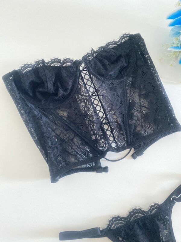 Conjunto Corset Mencía Em Renda - Imagem 3
